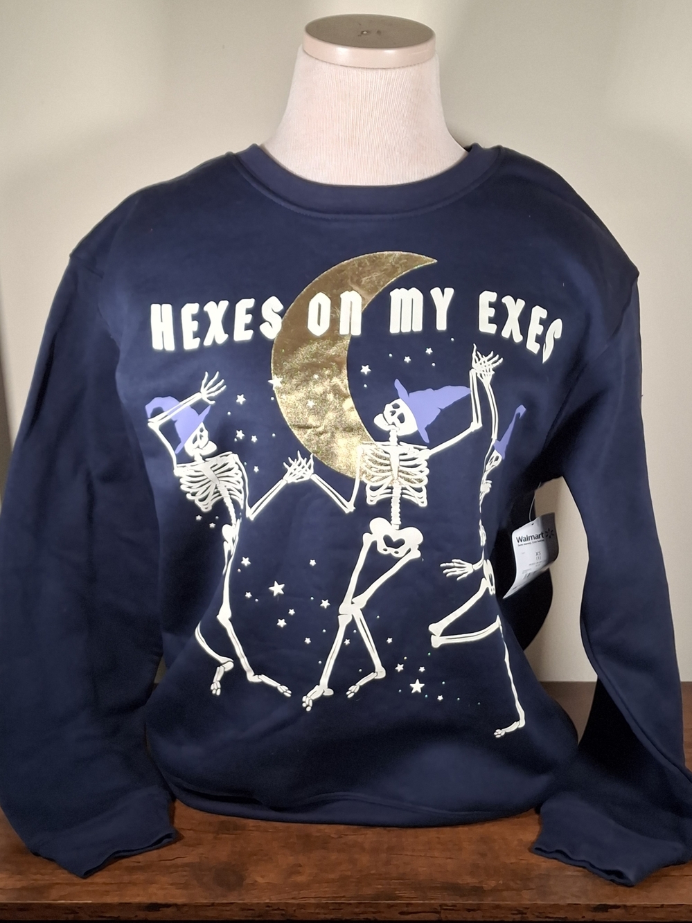 Wound Up "Hexes On My Exes" Navy Halloween Graphic Sweatshirt